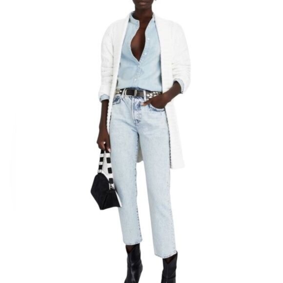 L'Agence Jax Oversized Belted Cable-Knit Cardigan in Off White Size Small - Picture 2 of 16